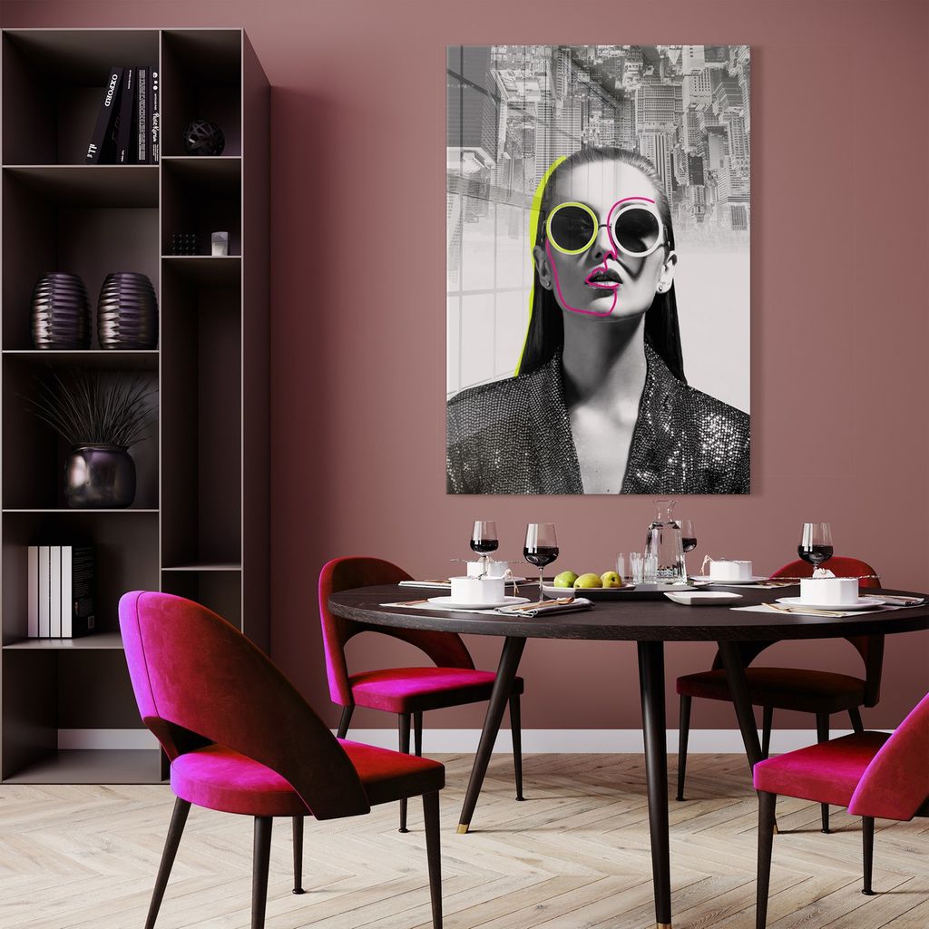 Falikép 70x100 cm, városi lány, fekete-fehér - LUNETTE - Butopêa termék 2. képe